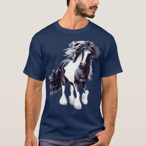 Gypsy Vanner Black and White Stallion T_Shirt
