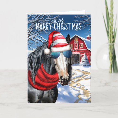 Gypsy Vanner Horse Funny MAREy Christmas Holiday Card
