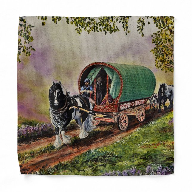 Gypsy Vanner horse Irish Caravan wagon  Bandana (Front)