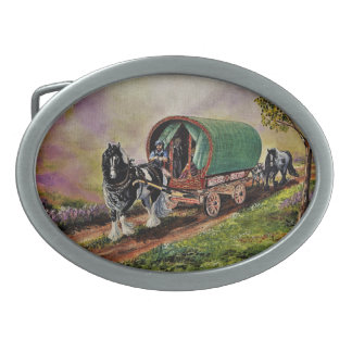 Gypsy Vanner horse Irish Caravan wagon  Belt Buckle