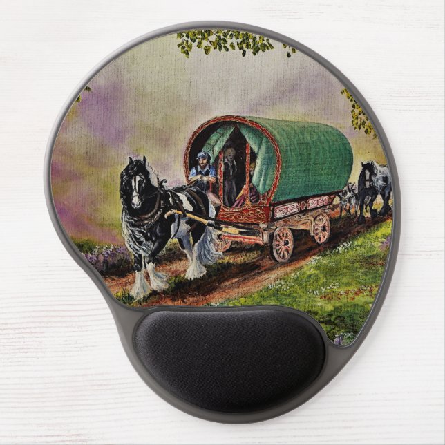 Gypsy Vanner horse Irish Caravan wagon  Gel Mouse Pad (Front)