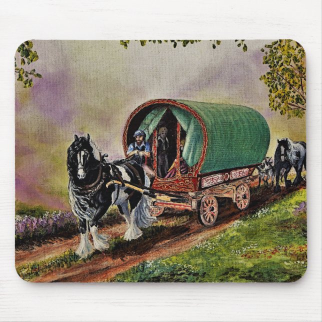 Gypsy Vanner horse Irish Caravan wagon  Mouse Pad (Front)