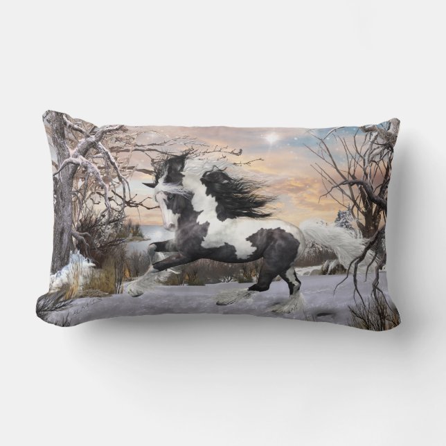 Gypsy Vanner Horse Throw Pillow (Front)