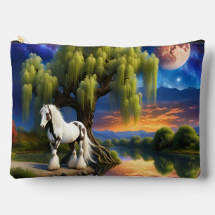 Gypsy Vanner Horse Willow Tree and Colorful Skies Accessory Pouch