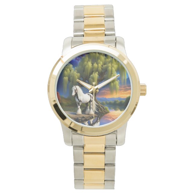 Gypsy Vanner Horse -Willow tree N Full Moon  Watch (Front)