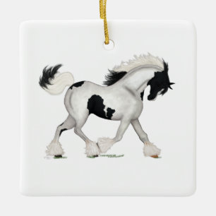 Gypsy Vanner Personalized Christmas Horse Pony Ceramic Ornament