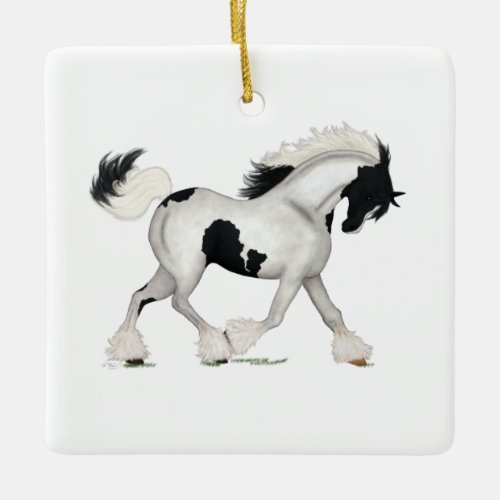 Gypsy Vanner Pinto Horse Pony Equestrian Charm Ceramic Ornament