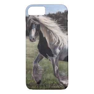 Gypsy vanner pinto horse running in field iPhone 8/7 case