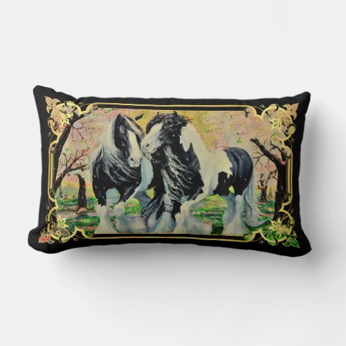 Gypsy Vanner pinto palomino roan stallions  Throw  Lumbar Pillow