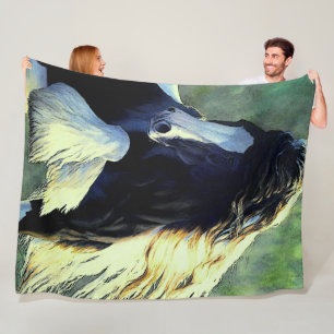 Gypsy Vanner stallion/horse, black and white pinto Fleece Blanket