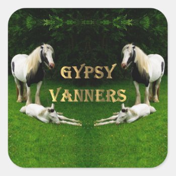 Gypsy Vanners Square Sticker by customizedgifts at Zazzle
