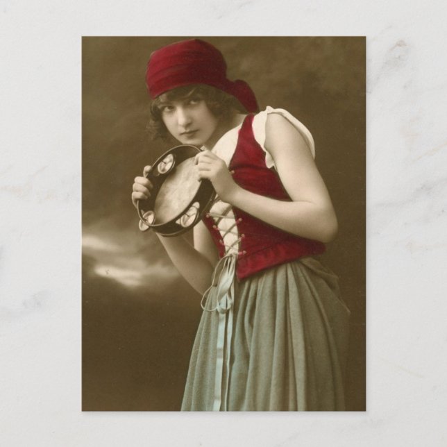 Gypsy vintage girl postcard (Front)