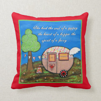 Gypsy Wagon, Camper Art, Soul of  Gypsy Throw Pillow