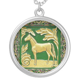 Gypsy wagon detail silver plated necklace