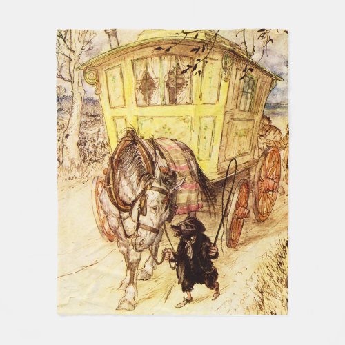 Gypsy Wagon  Golden Afternoon by Arthur Rackham Fleece Blanket