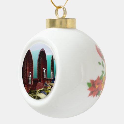 Gypsy wagons ceramic ball christmas ornament