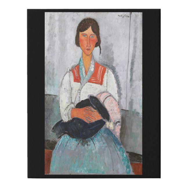 Gypsy Woman with Baby, Modigliani Faux Canvas Print (Front)