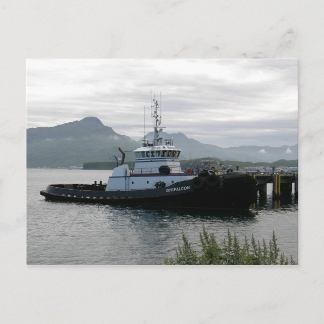 Gyrfalcon Tugboat in Dutch Harbor, AK Postcard (Front)