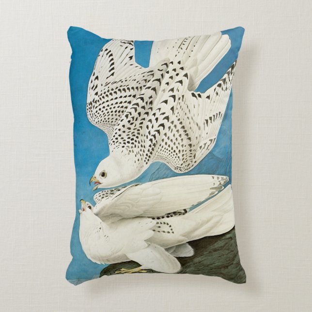 Gyrfalcons, aka Gerfalcons by John James Audubon Accent Pillow (Front(Vertical))