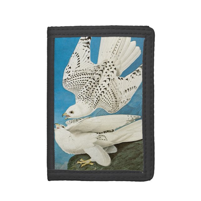 Gyrfalcons, aka Gerfalcons by John James Audubon Tri-fold Wallet (Front Vertical)
