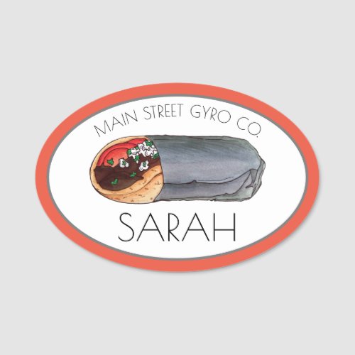Gyro Greek Mediterranean Sandwich Wrap Food Truck Name Tag