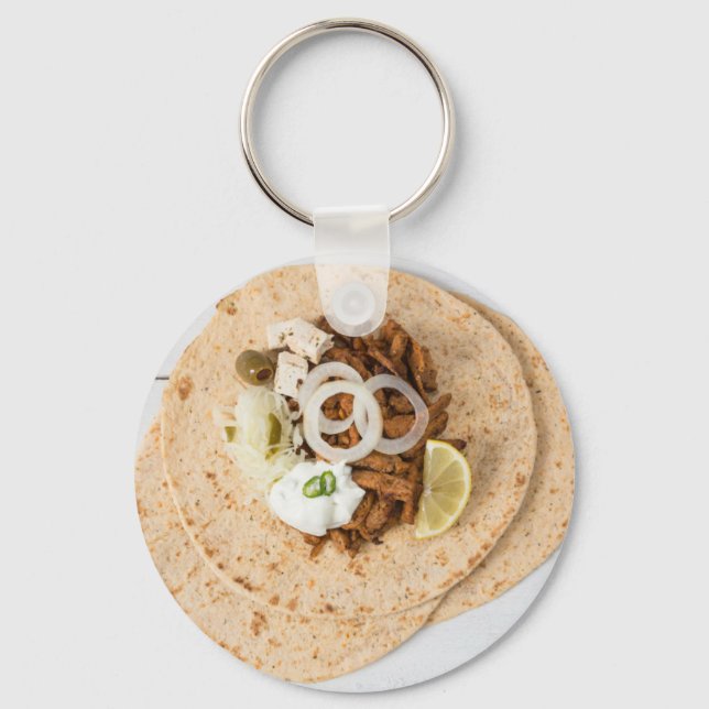 Gyros pita with tzatziki coleslaw olives and feta keychain (Front)