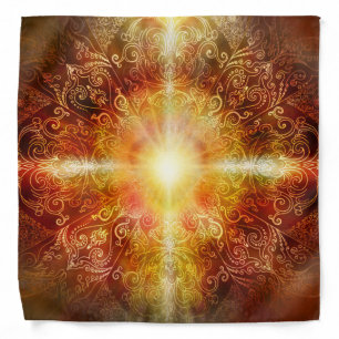 H014 Heart Mandala Brown Bandana