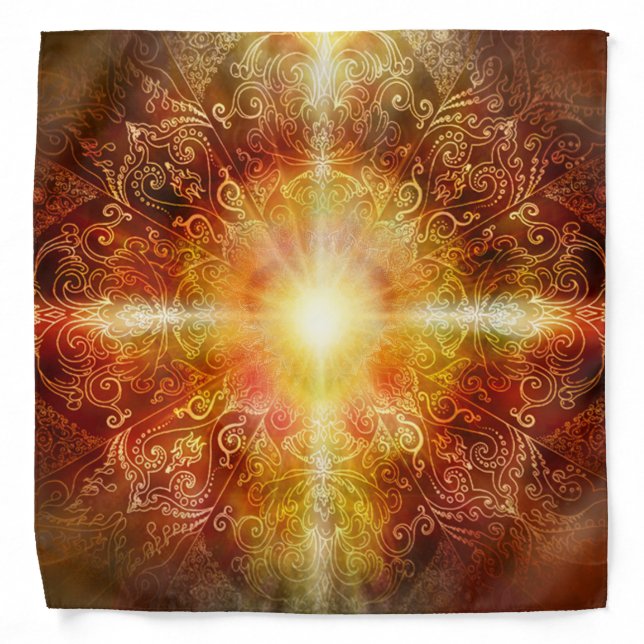 H014 Heart Mandala Brown Bandana (Front)