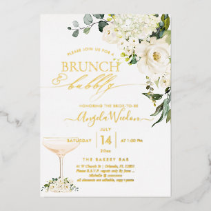 H2 Alabaster Roses Brunch Bubbly Real Foil Invitation