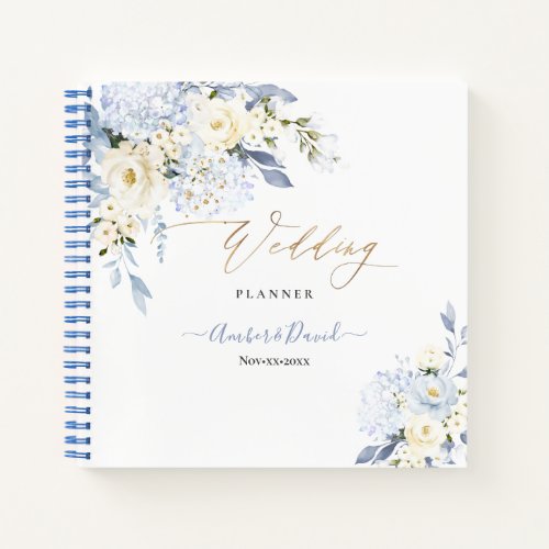 H2 BLUE HYDE CREAM ROSES WEDDING PLANNER NOTEBOOK