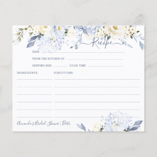 H2 Blue Hydrangea Cream Roses Recipe Card
