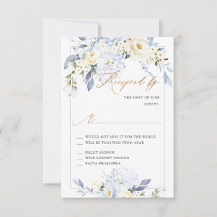 H2 Blue Hydrangea Cream Roses RSVP cards
