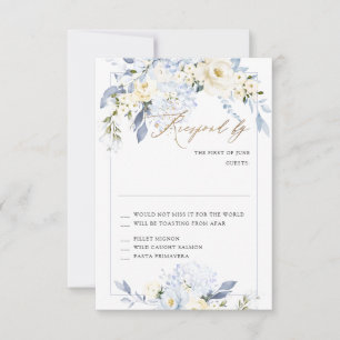 H2 Blue Hydrangea Cream Roses RSVP cards