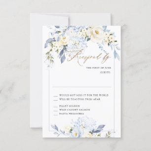 H2 Blue Hydrangea Cream Roses RSVP cards