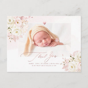 H2 Blush Cream Roses Hydrangea Baby Shower Postcard