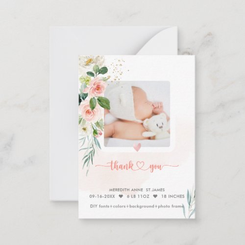 H2 Blush Roses Birth Announcement Shower Thank You