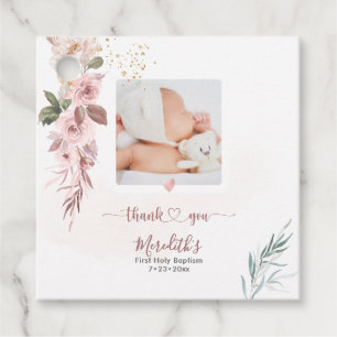 H2 Dusty Rose Birth Announcement Shower Thank You Favor Tags