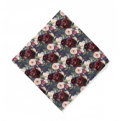 H2 Flowers Burgundy Blush Navy Pocket Square Bandana