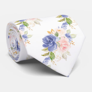 H2 Flowers Mediterranean Blue Blush Pink Roses Neck Tie