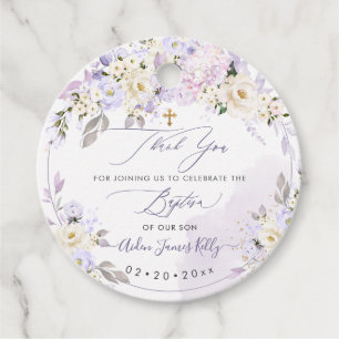 H2 Hydrangeas Cream Roses Baptism Thank You Favor Tags