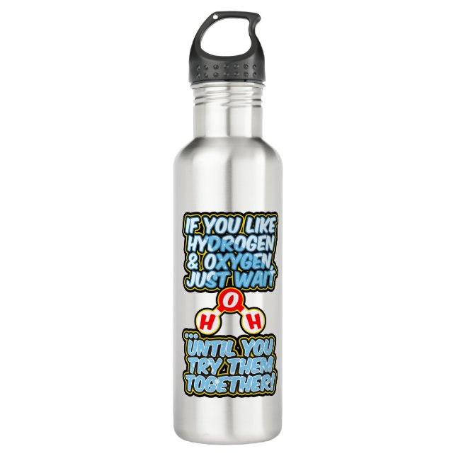 H2O frunny chemistry hydration water Stainless Steel Water Bottle (Front)