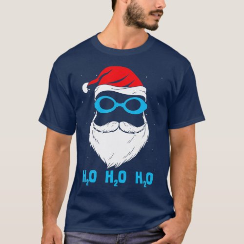 H2o H2o H2o Santa Claus Swimming Santa Hat Swimmin T_Shirt