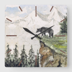 H. Bullock Webster - Bear on Cliff Square Wall Clock
