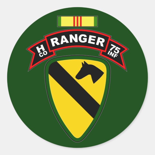 H Co, 75th Infantry Regiment - Rangers, Vietnam Classic Round Sticker (Front)