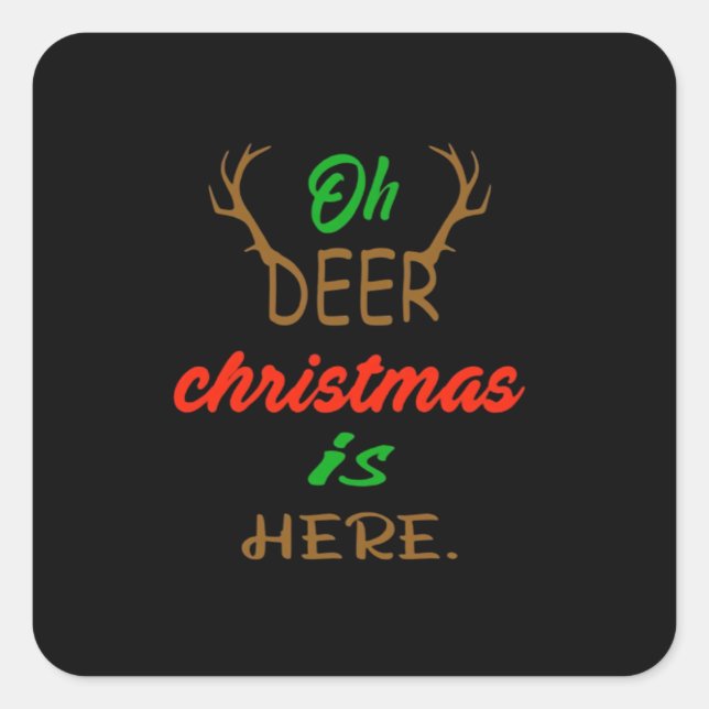 h Deer Christmas Celebration Holiday Design Square Sticker (Front)