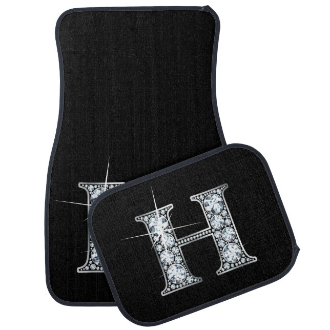 H Faux-Diamond Bling Car Mat (Set)