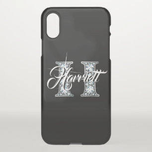 H Faux Diamond Bling Monogram iPhone XS Case