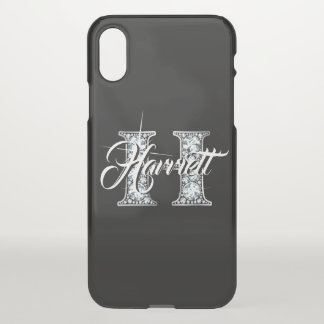 H Faux Diamond Bling Monogram iPhone XS Case