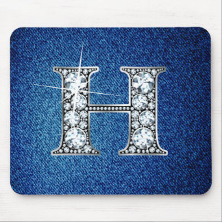 H Faux-"Diamond Bling" on Denim Mousepad