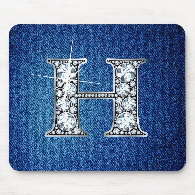 H Faux-"Diamond Bling" on Denim Mousepad (Front)